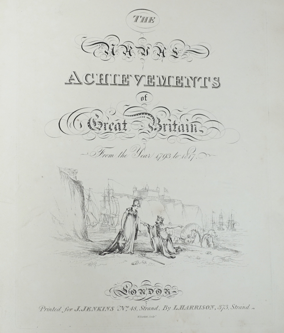 (Jenkins, James), The Naval Achievements of Great Britain, from the year 1793 to 1817. pictorial engraved vignette title - but lacking all 55 of the hand coloured aquatint plates (present are the pictorial engraved plate